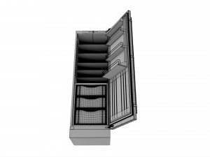 Free-standing refrigerator opened 3D-Modell