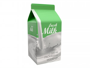 Milk Packaging Box 500 ml Mockup 3D Model