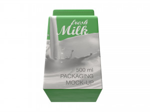 Milk Packaging Box 500 ml Mockup Model 3D