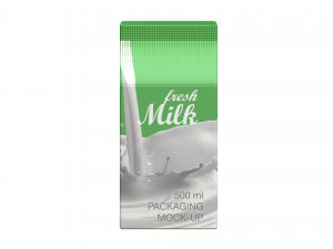 Milk Packaging Box 500 ml Mockup Model 3D