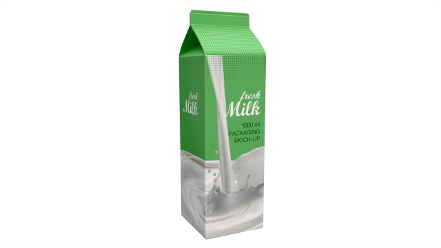 Milk Packaging Box 1000 ml Mockup 3Dモデル .c4d .max .obj .3ds .fbx .stl .blend 