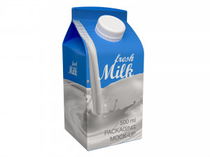 Milk Packaging Box with Cap 500 ml Mockup 01 Modelo 3D