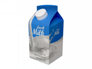 Milk Packaging Box with Cap 500 ml Mockup 01 3D Model