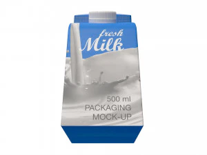 Milk Packaging Box with Cap 500 ml Mockup 01 3D Model