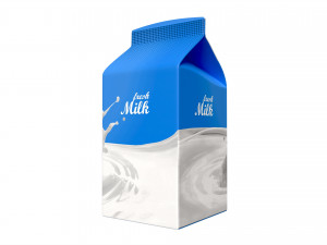 Milk Packaging Box with Cap 500 ml Mockup 01 3D Модель