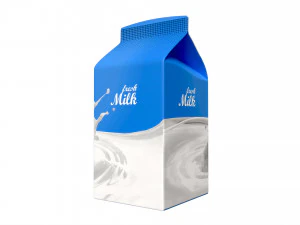 Milk Packaging Box with Cap 500 ml Mockup 01 3D Model