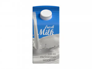 Milk Packaging Box with Cap 500 ml Mockup 01 3D Model