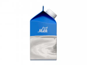 Milk Packaging Box with Cap 500 ml Mockup 01 3D Model
