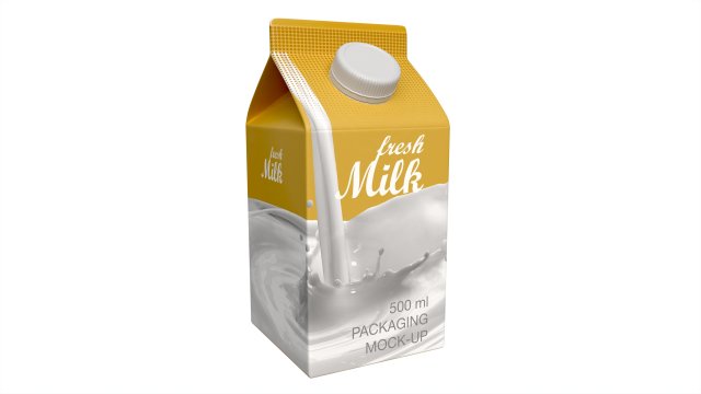 Milk Packaging Box with Cap 500 ml Mockup 02 3D मॉडल .c4d .max .obj .3ds .fbx .stl .blend 