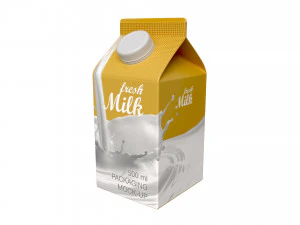 Milk Packaging Box with Cap 500 ml Mockup 02 3D Model