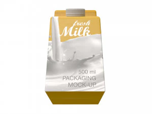 Milk Packaging Box with Cap 500 ml Mockup 02 3D Model