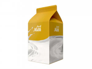 Milk Packaging Box with Cap 500 ml Mockup 02 3D Model