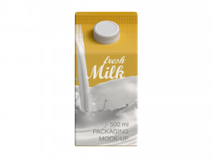Milk Packaging Box with Cap 500 ml Mockup 02 3D मॉडल