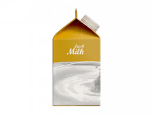 Milk Packaging Box with Cap 500 ml Mockup 02 3D Model