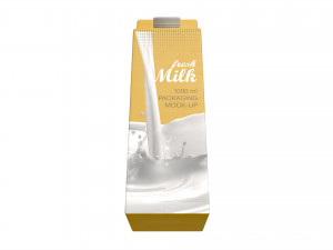 Milk Packaging Box with Cap 1000 ml Mockup Modèle 3D
