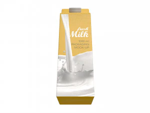 Milk Packaging Box with Cap 1000 ml Mockup 3D Model