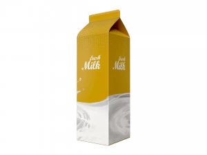 Milk Packaging Box with Cap 1000 ml Mockup 3D Model
