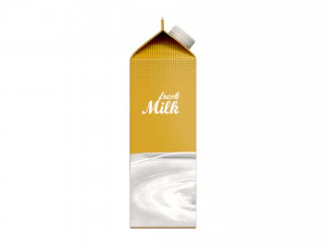 Milk Packaging Box with Cap 1000 ml Mockup 3D Model