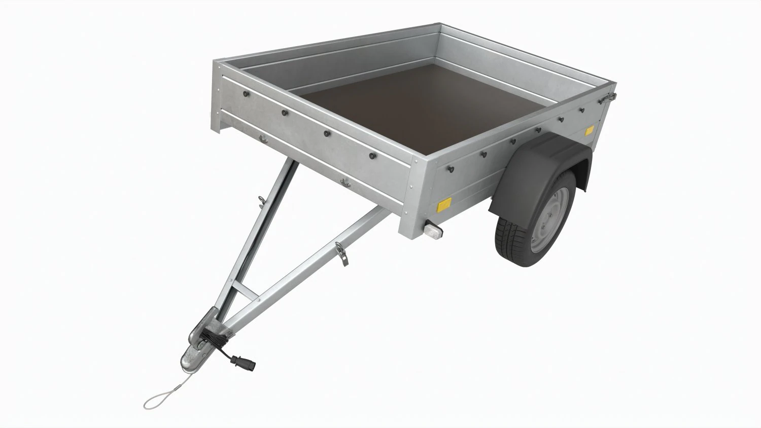 Single axle car trailer 3D Model .c4d .max .obj .3ds .fbx .stl .blend 