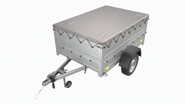 Single axle car trailer with extra walls cover jockey wheel 3D मॉडल .c4d .max .obj .3ds .fbx .stl .blend 