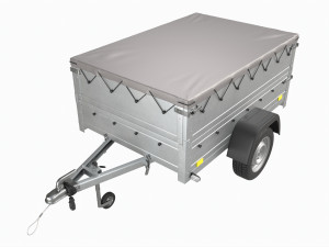 Single axle car trailer with extra walls cover jockey wheel Modello 3D