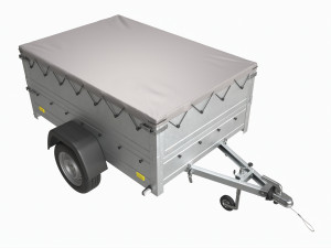 Single axle car trailer with extra walls cover jockey wheel 3D मॉडल