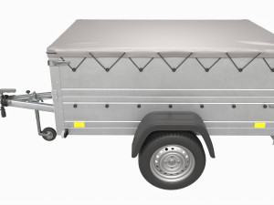 Single axle car trailer with extra walls cover jockey wheel 3D मॉडल