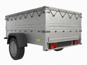 Single axle car trailer with extra walls cover jockey wheel 3D मॉडल
