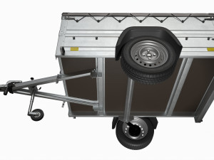 Single axle car trailer with extra walls cover jockey wheel 3D मॉडल