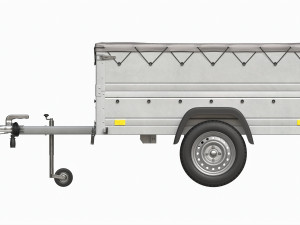Single axle car trailer with extra walls cover jockey wheel 3D मॉडल