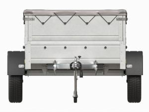Single axle car trailer with extra walls cover jockey wheel 3D मॉडल