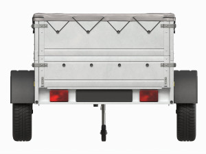 Single axle car trailer with extra walls cover jockey wheel 3D मॉडल