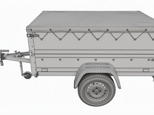 Single axle car trailer with extra walls cover jockey wheel 3D मॉडल