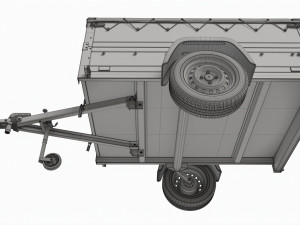 Single axle car trailer with extra walls cover jockey wheel 3D मॉडल