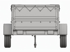 Single axle car trailer with extra walls cover jockey wheel 3D मॉडल