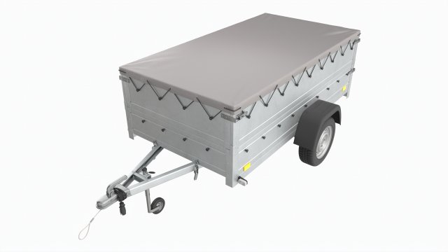 Single axle car trailer with extra walls cover jockey wheel extended 3Dモデル .c4d .max .obj .3ds .fbx .stl .blend 