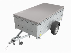 Single axle car trailer with extra walls cover jockey wheel extended Modello 3D
