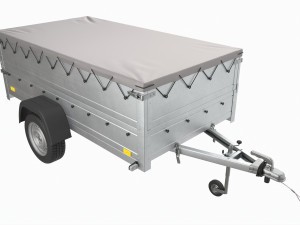 Single axle car trailer with extra walls cover jockey wheel extended 3Dモデル