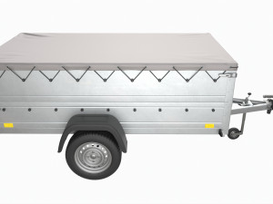 Single axle car trailer with extra walls cover jockey wheel extended 3Dモデル