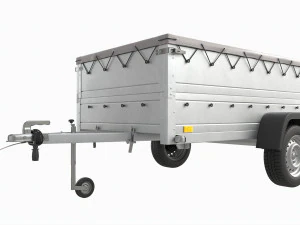 Single axle car trailer with extra walls cover jockey wheel extended 3D Model