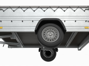 Single axle car trailer with extra walls cover jockey wheel extended 3Dモデル