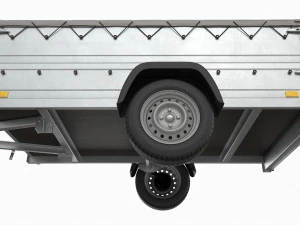 Single axle car trailer with extra walls cover jockey wheel extended 3D Model