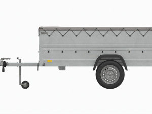 Single axle car trailer with extra walls cover jockey wheel extended 3Dモデル