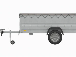 Single axle car trailer with extra walls cover jockey wheel extended 3D Model