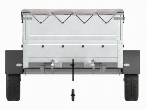 Single axle car trailer with extra walls cover jockey wheel extended 3Dモデル
