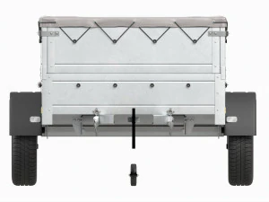 Single axle car trailer with extra walls cover jockey wheel extended 3D Model