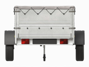 Single axle car trailer with extra walls cover jockey wheel extended 3Dモデル