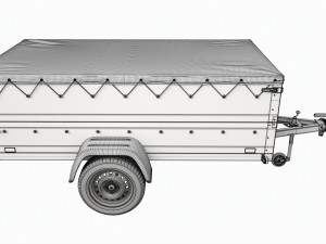 Single axle car trailer with extra walls cover jockey wheel extended 3Dモデル