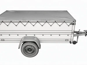 Single axle car trailer with extra walls cover jockey wheel extended 3D Model