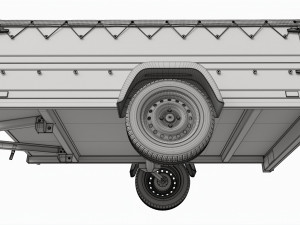 Single axle car trailer with extra walls cover jockey wheel extended 3Dモデル